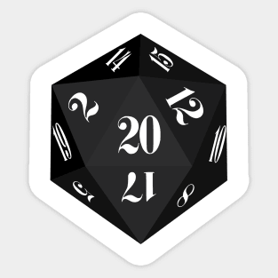 Black 20-Sided Dice Sticker